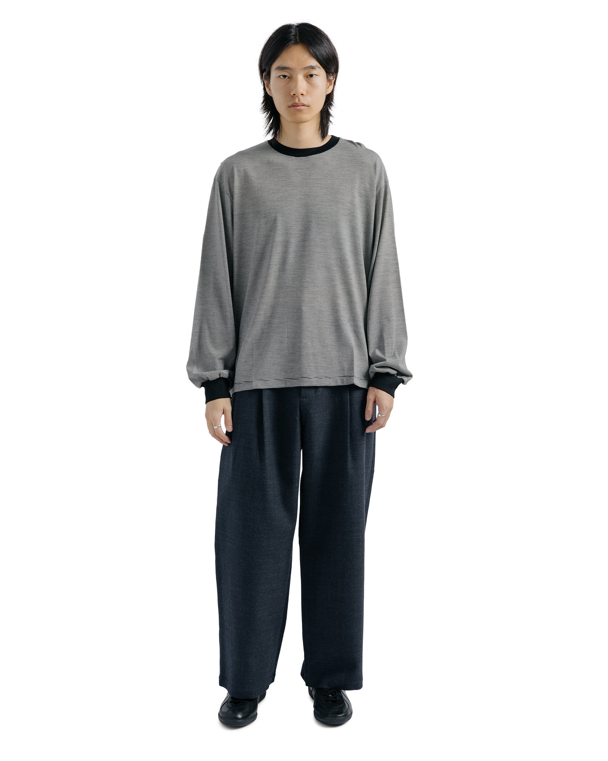 Universal Products Wool Cotton 2 Tuck Trousers Charcoal