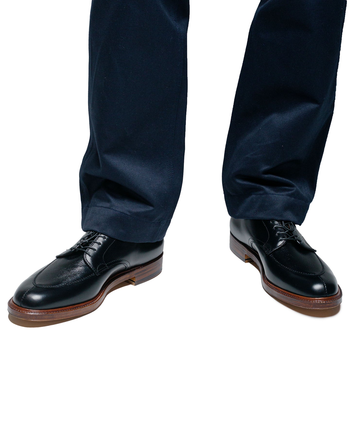lost & found Alden Alden V Tip Blucher Black Calfskin/Black Regina Grain G2603
