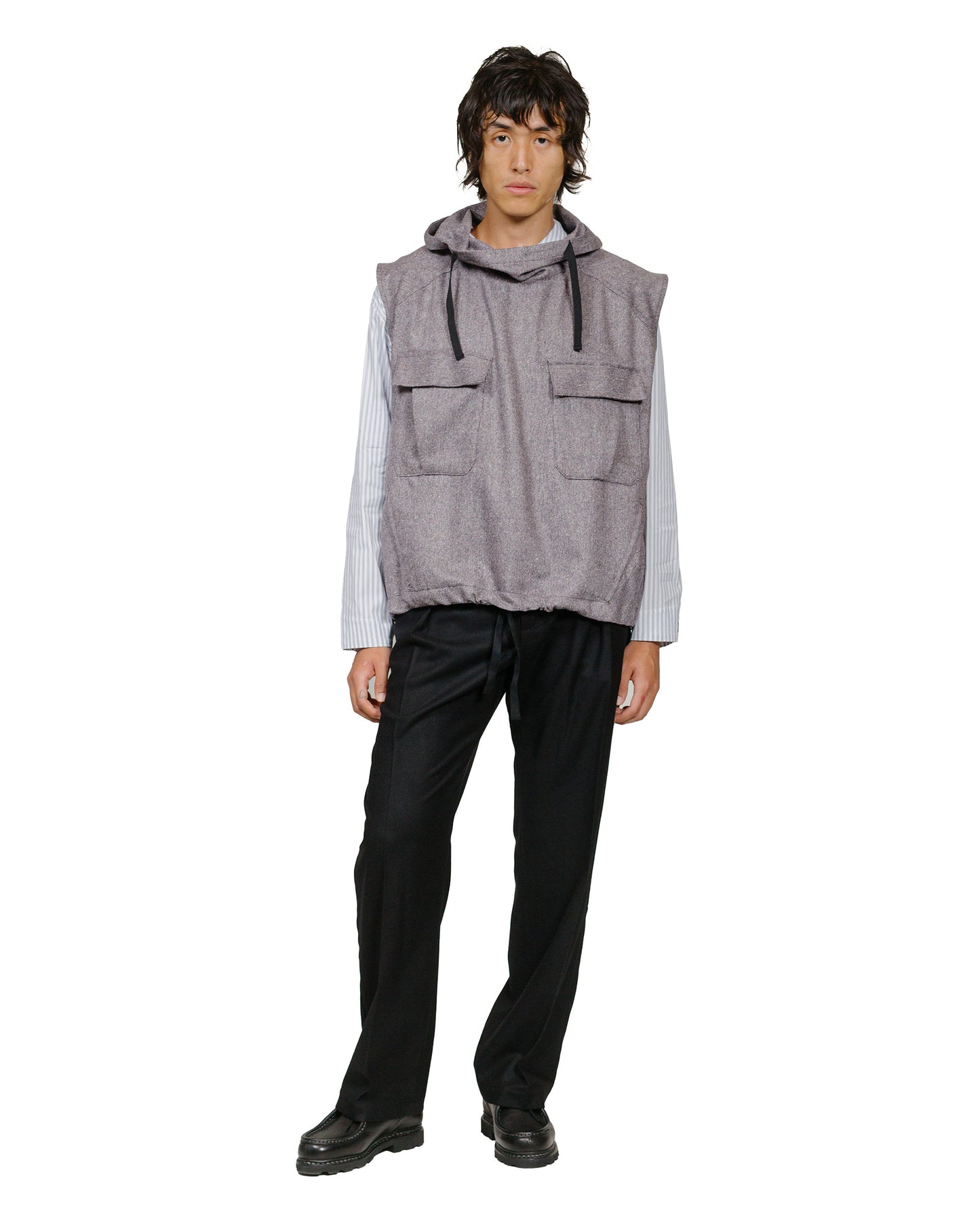 lost & found Wanze Wanze Army Smock Vest Italian Donegal Wool Purple