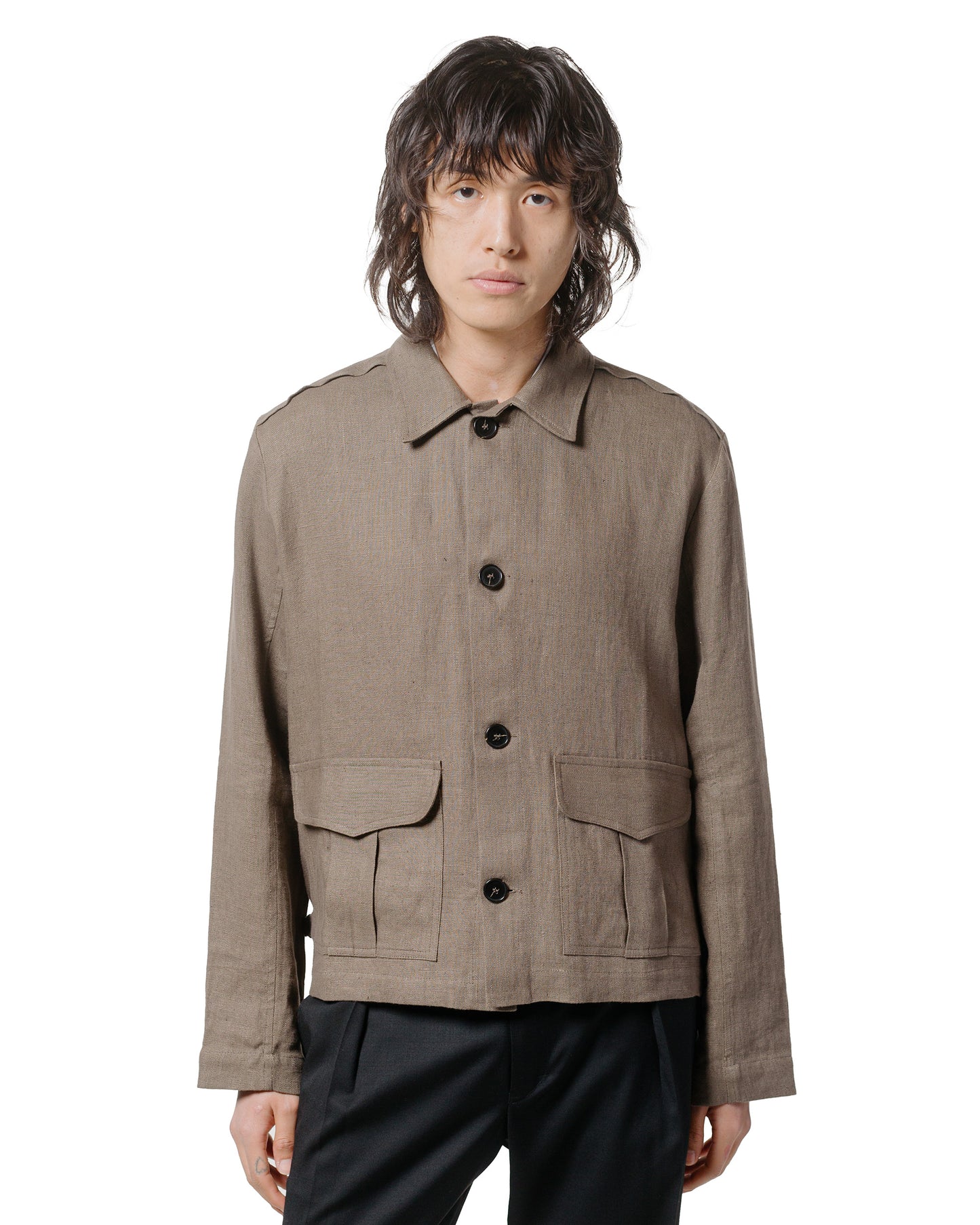 lost & found Wanze Wanze Button Up Blouson Natural Linen Taupe
