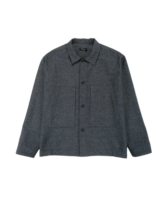 lost & found Wanze Wanze Chore Shirt Cotton Wool Herringbone Grey
