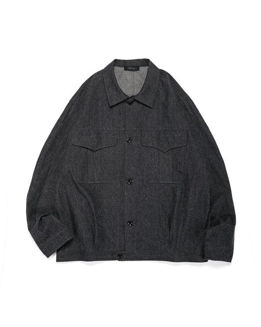lost & found Wanze Wanze Cyclist Shirt Jacket Cotton Silk Chambray Black