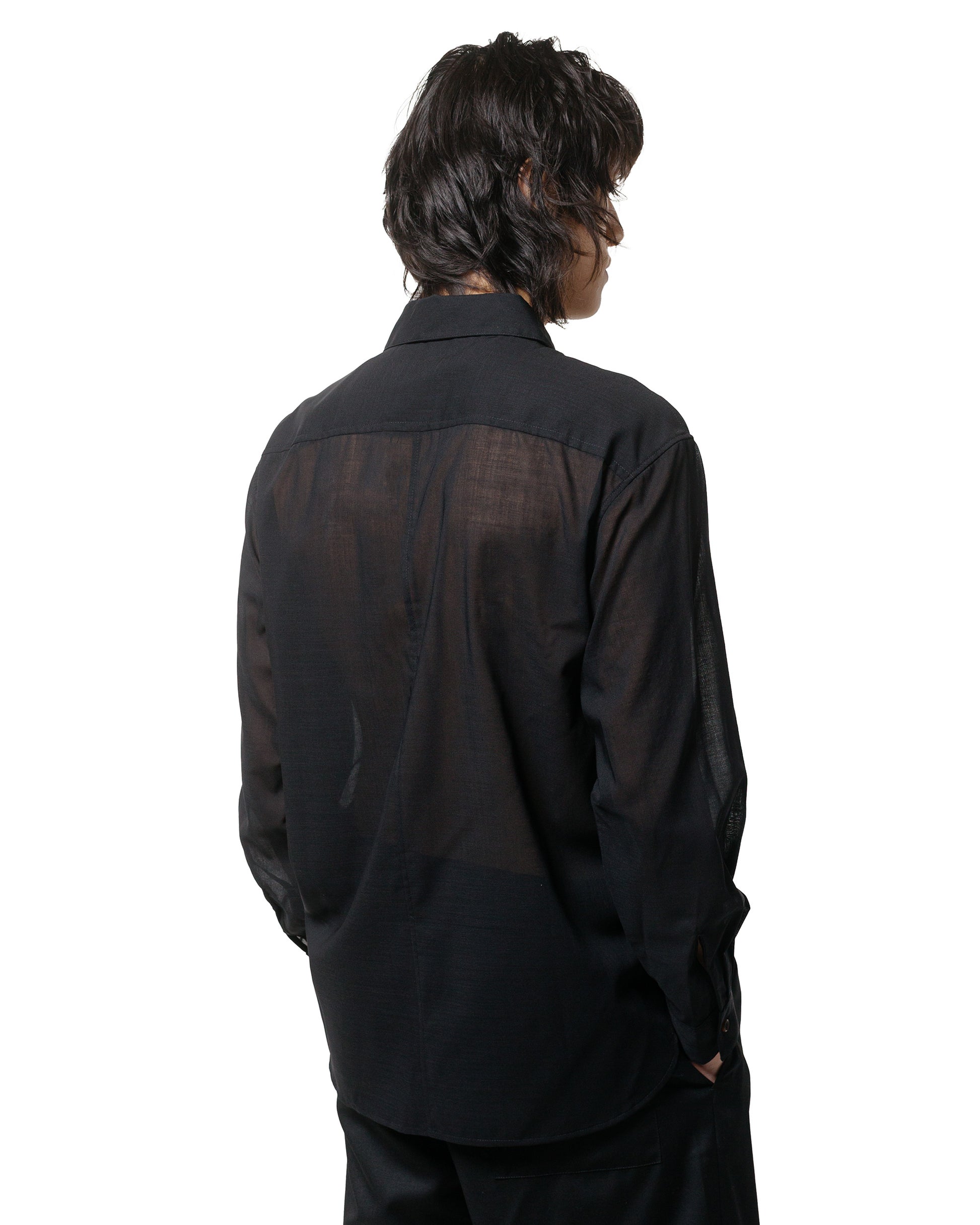 lost & found Wanze Wanze Layered Button Up Shirt Wool Voile Black