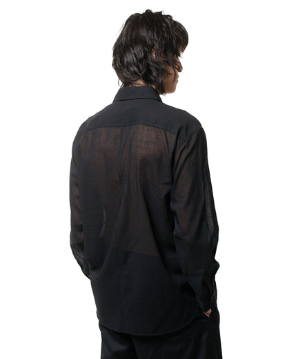 lost & found Wanze Wanze Layered Button Up Shirt Wool Voile Black