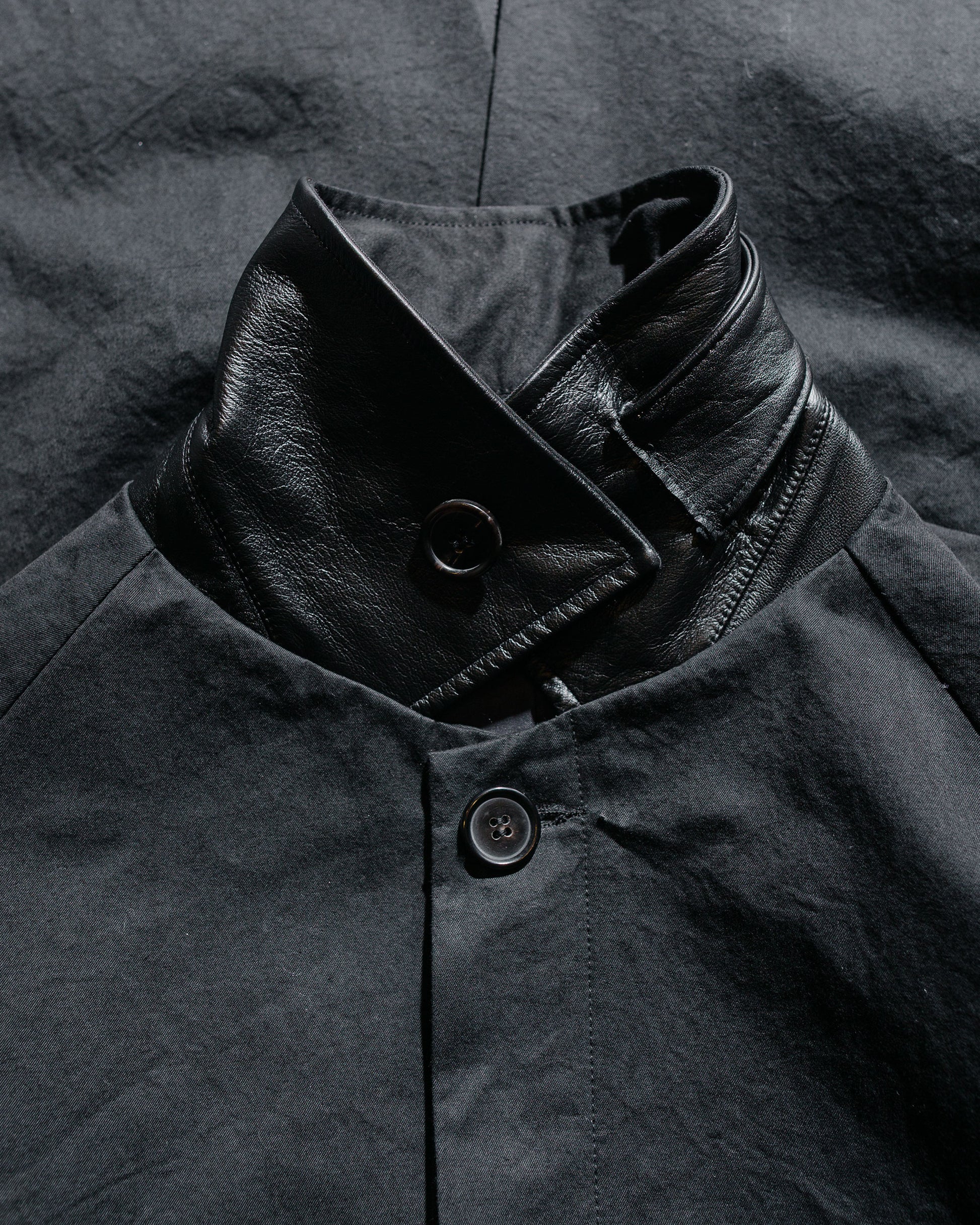 lost & found Wanze Wanze Raglan Overcoat Washed Cotton Black