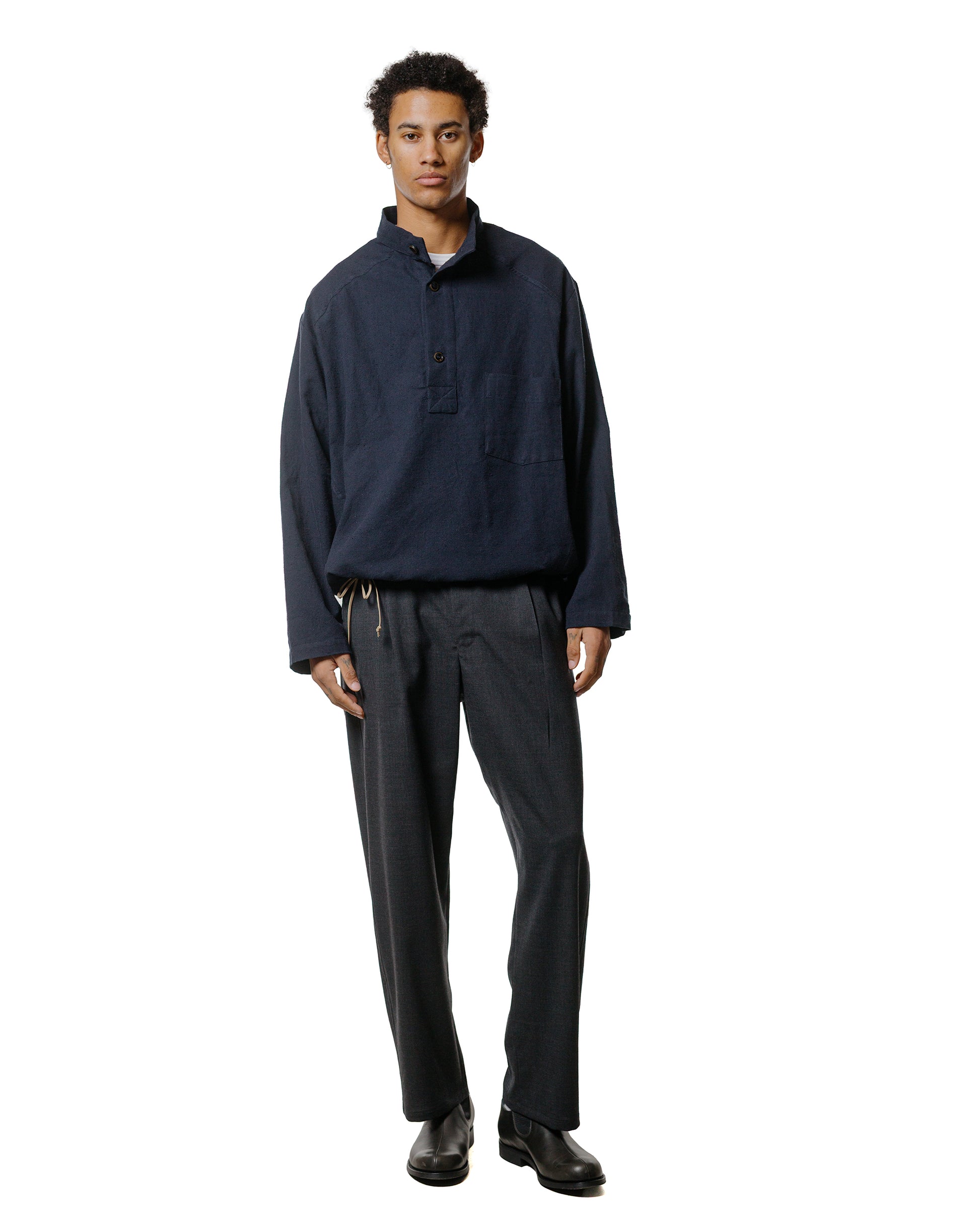 lost & found Wanze Wanze Work Smock Raw Cotton Silk Navy