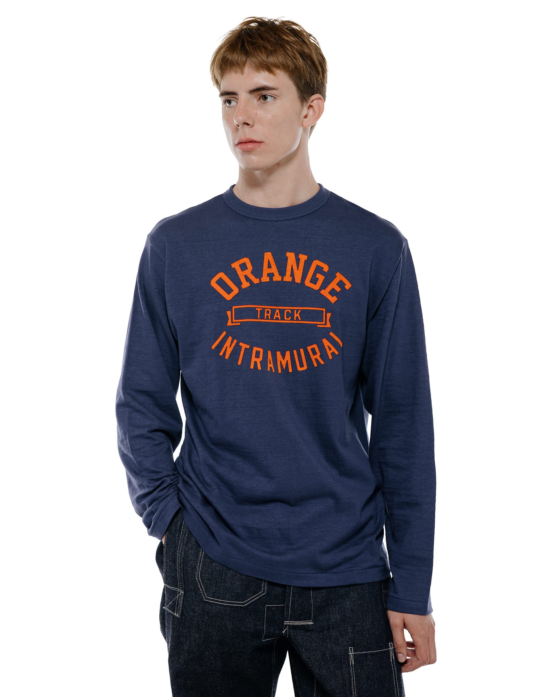 Warehouse Lot. 5906 Long Sleeve Crew Neck T-Shirt Orange Navy