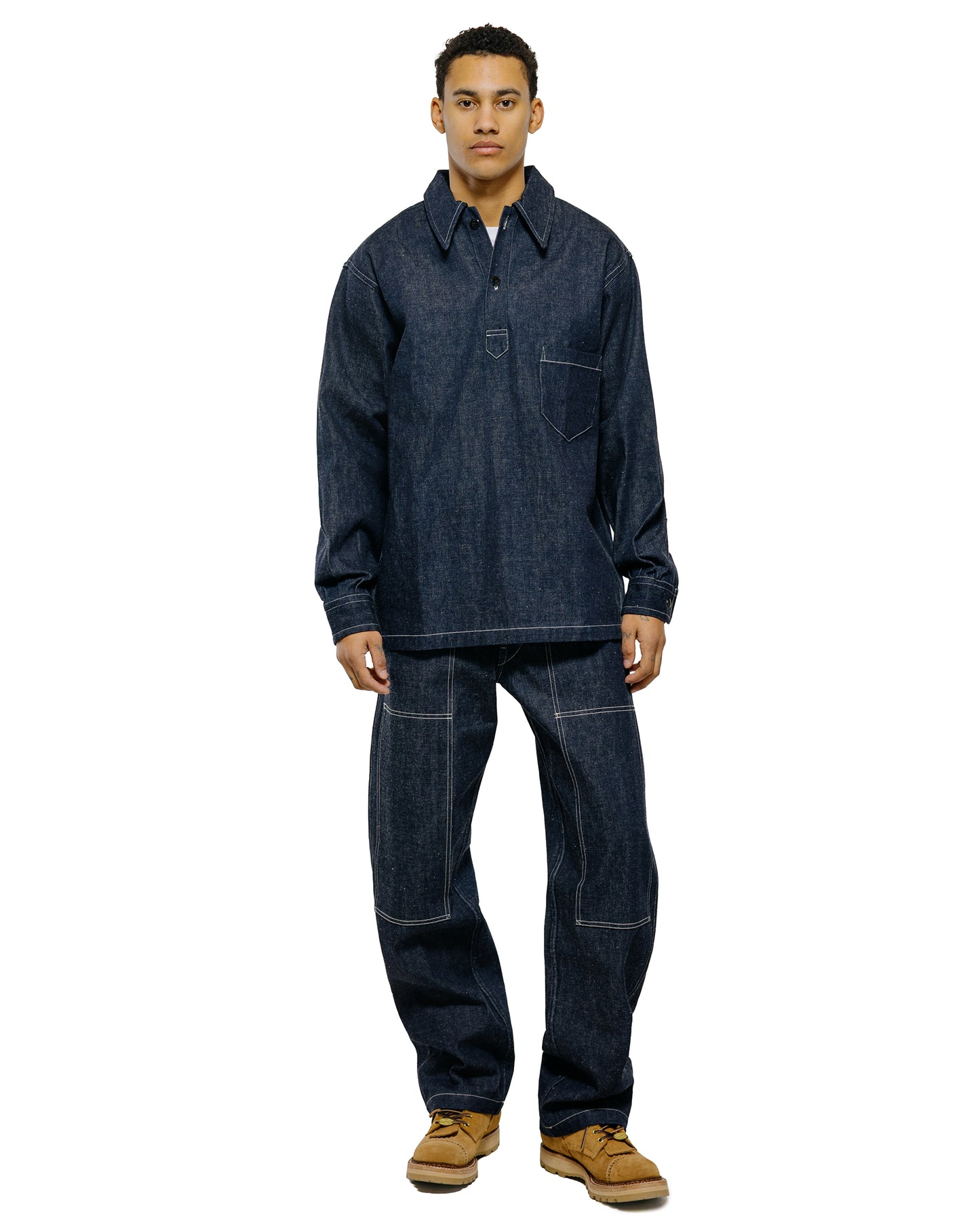 lost & found Warehouse Warehouse Lot. 3063 1930's WPA One Pocket Pullover Shirt Indigo Denim