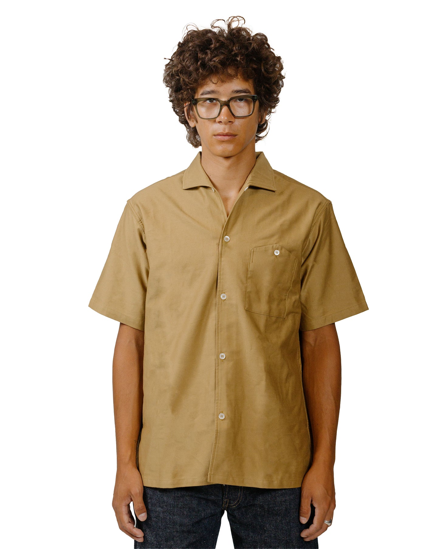 lost & found Warehouse Warehouse Lot. 3091 S/S Open Collar Shirts Camel