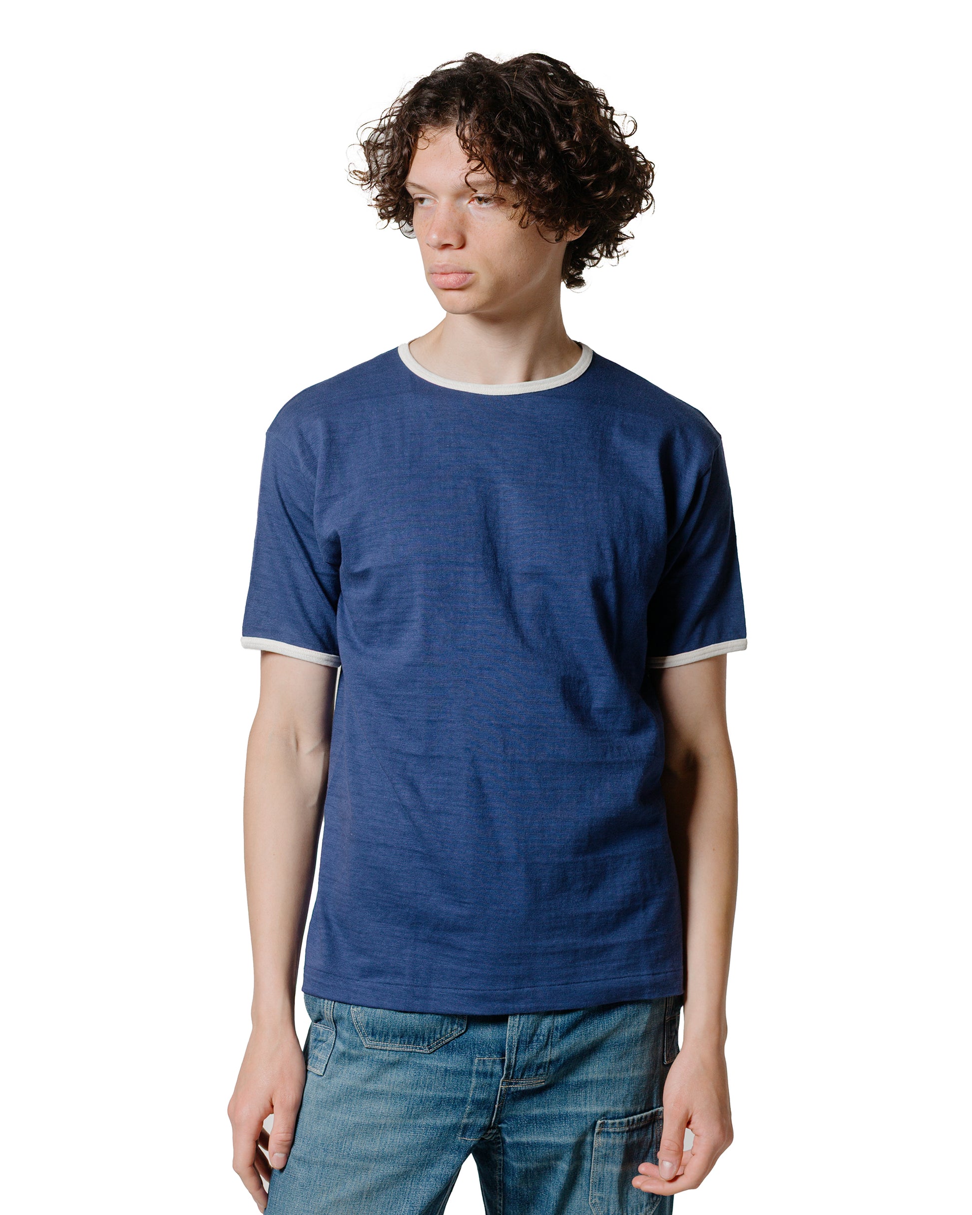 lost & found Warehouse Warehouse Lot. 4059 Ringer T Plain Navy/Cream