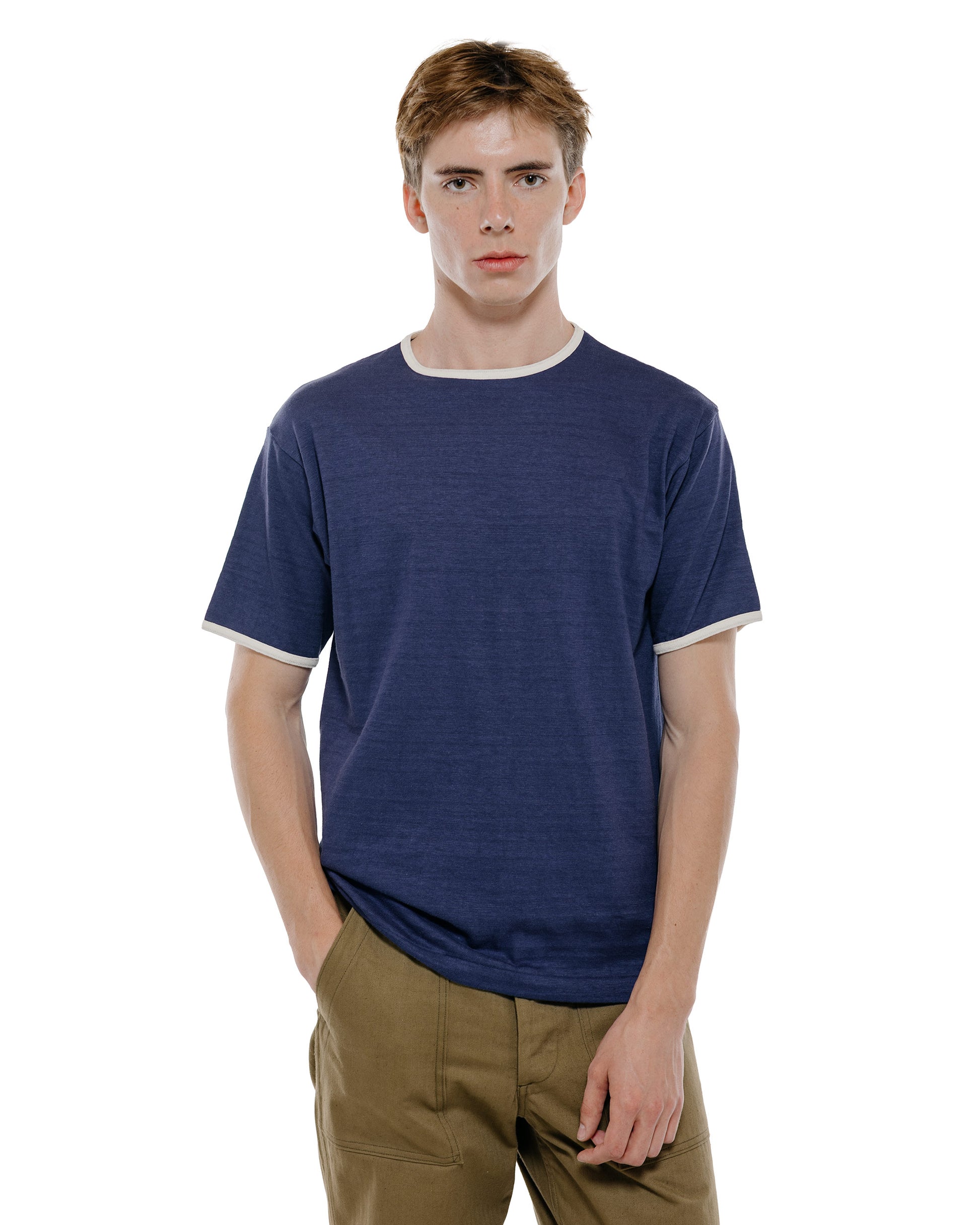 lost & found Warehouse Warehouse Lot. 4059 Ringer T Plain Navy/Cream