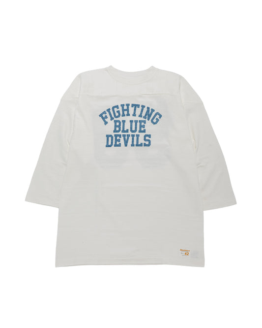 Warehouse Lot. 4063 34 Sleeve Football Tee Blue Devils Off White