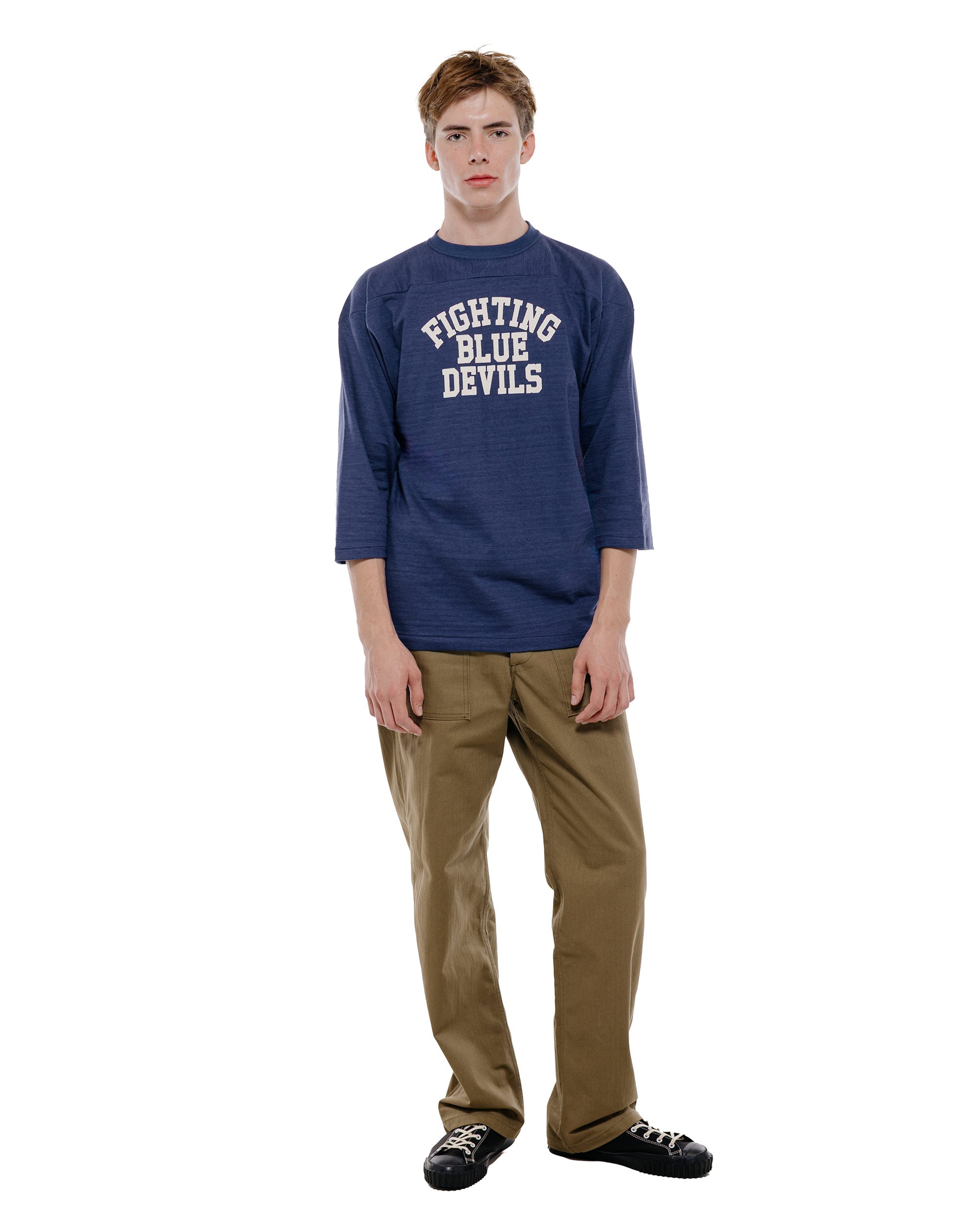 Warehouse Lot. 4063 3/4 Sleeve Football Tee Blue Devils Navy