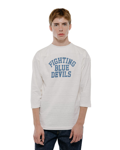 Warehouse Lot. 4063 3/4 Sleeve Football Tee Blue Devils Off White