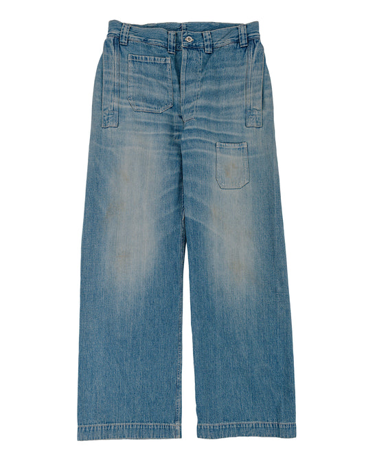 lost & found Warehouse Warehouse Lot. JG-01 1910s Netmaker's Trousers Indigo Denim Used Wash (Light Colour)