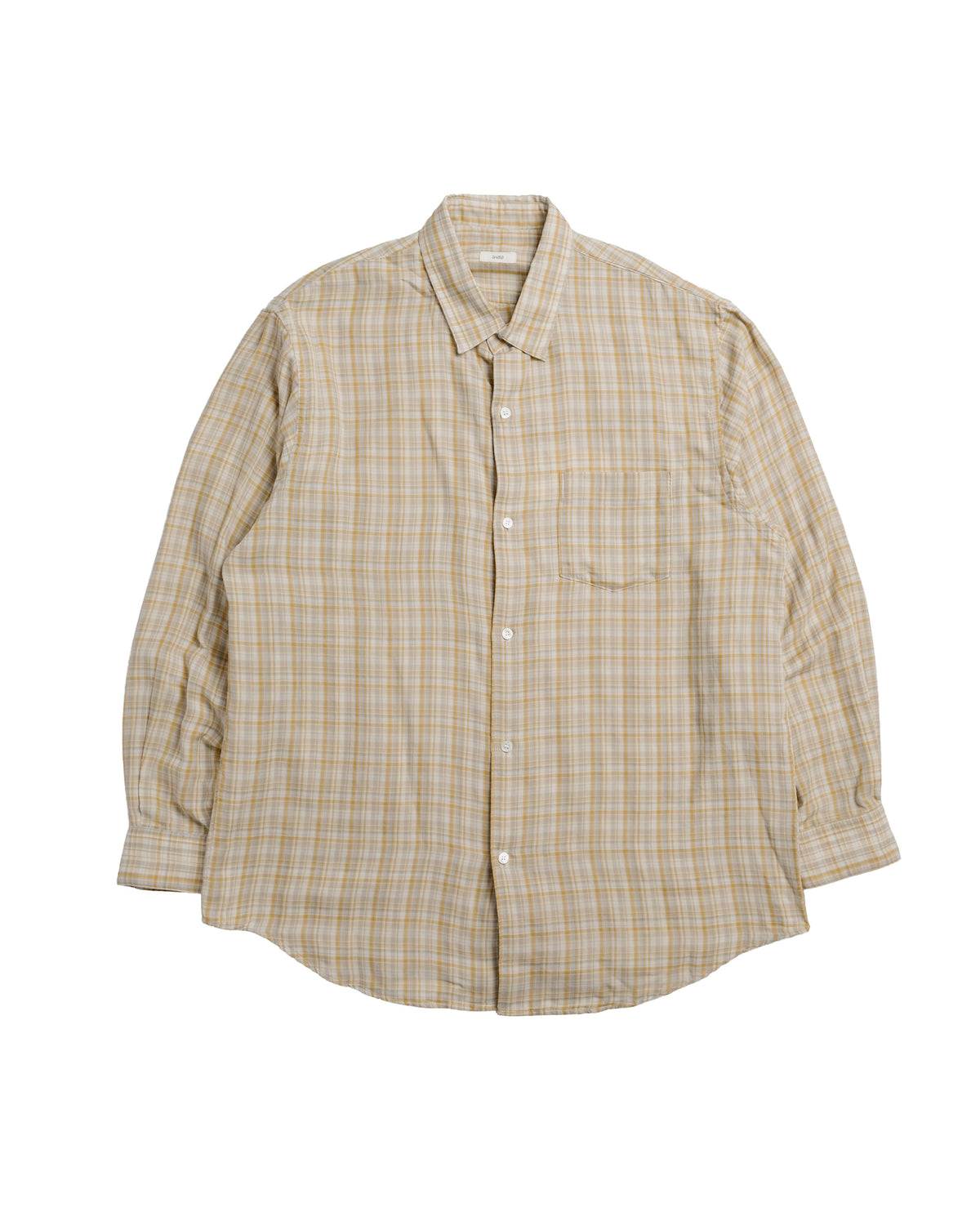 awasa Regular Collar Double Gauze Shirt Beige Check