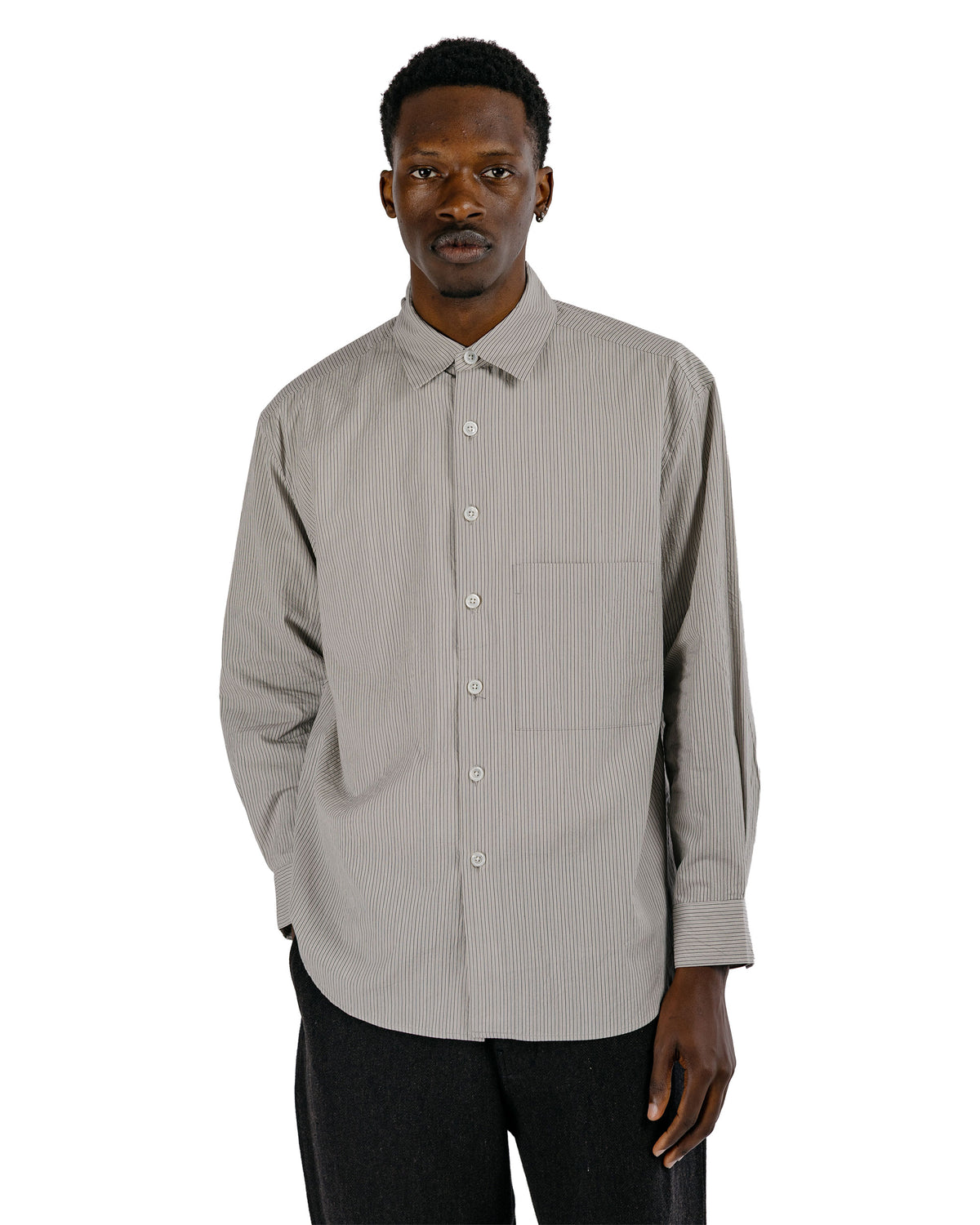evan kinori Big Shirt Two Organic Cotton Stripe Light Grey/Black