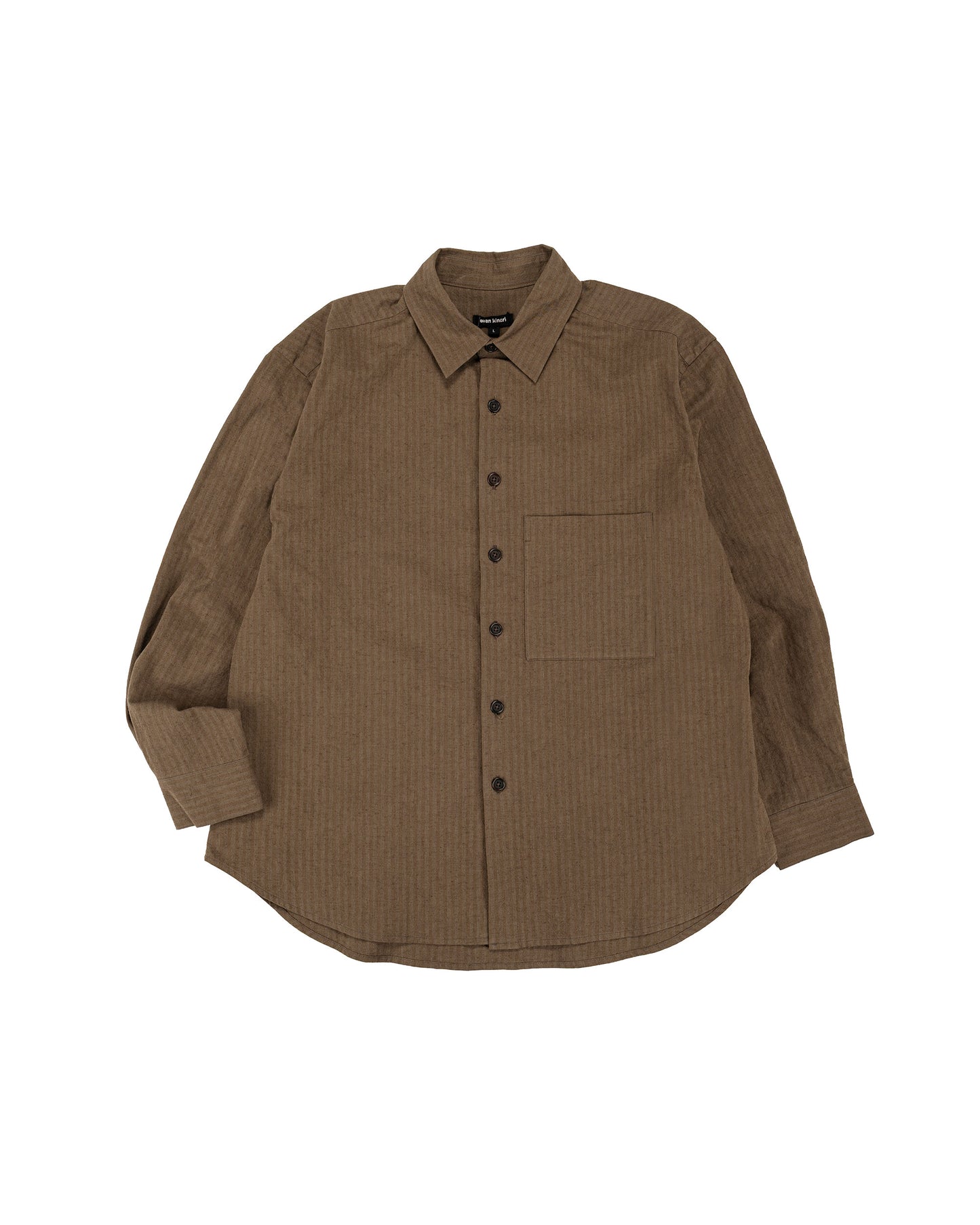 lost & found evan kinori evan kinori Big Shirt Two Hemp/Cotton Stripe Charcoal/Dark Olive