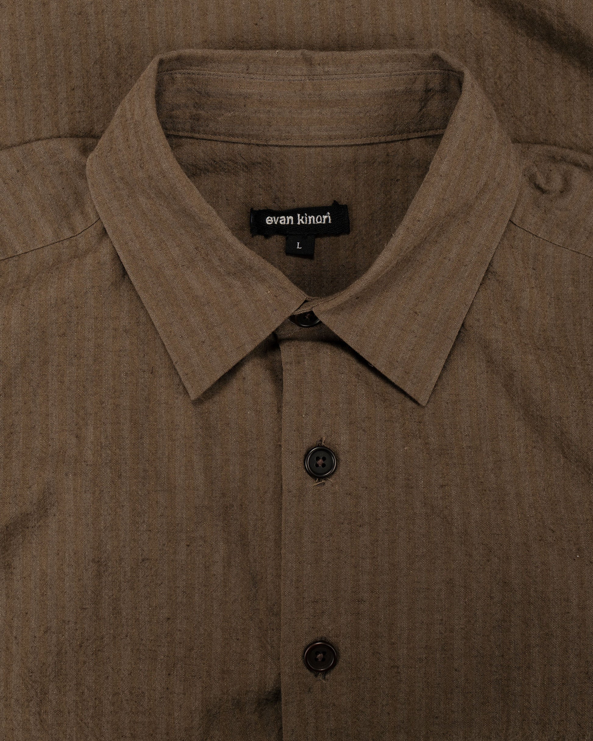 lost & found evan kinori evan kinori Big Shirt Two Hemp/Cotton Stripe Charcoal/Dark Olive