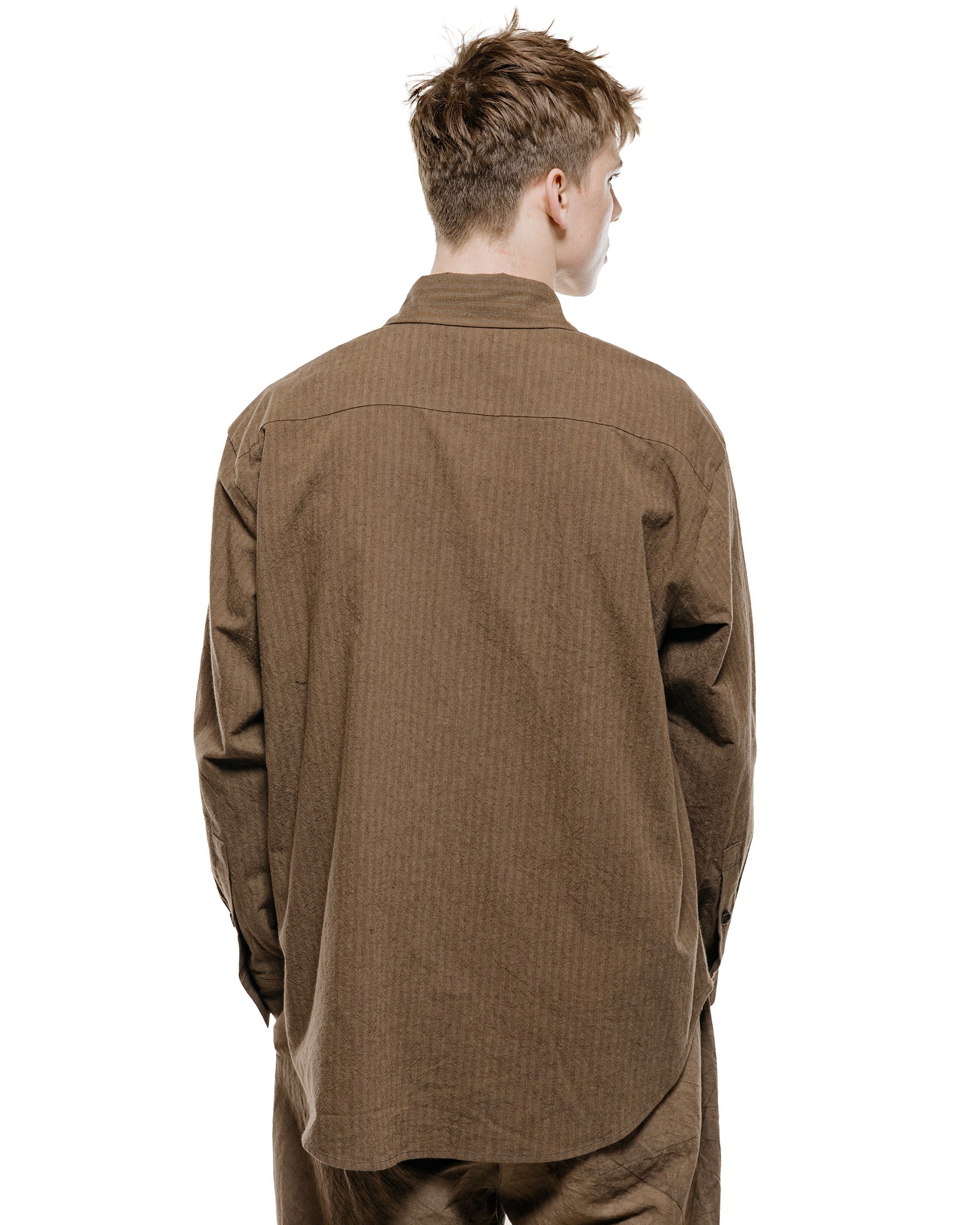 lost & found evan kinori evan kinori Big Shirt Two Hemp/Cotton Stripe Charcoal/Dark Olive