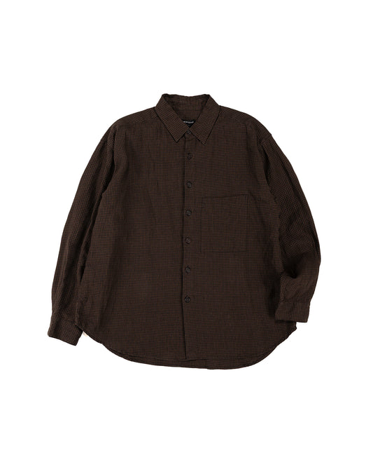 lost & found evan kinori evan kinori Big Shirt Two Overdyed Linen Check Brown/Black Logwood Overdye
