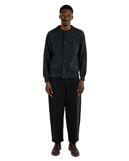 evan kinori Crewneck Cardigan Wool Cashmere Tweed Black