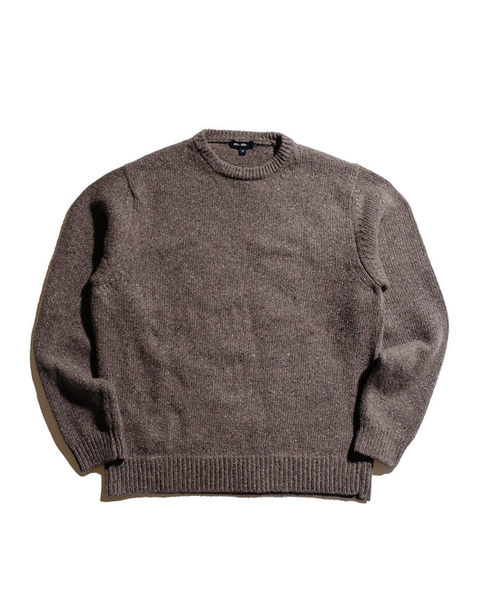 evan kinori Crewneck Sweater Cashmere/Wool Tweed Light Brown