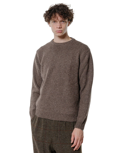 evan kinori Crewneck Sweater Cashmere/Wool Tweed Light Brown