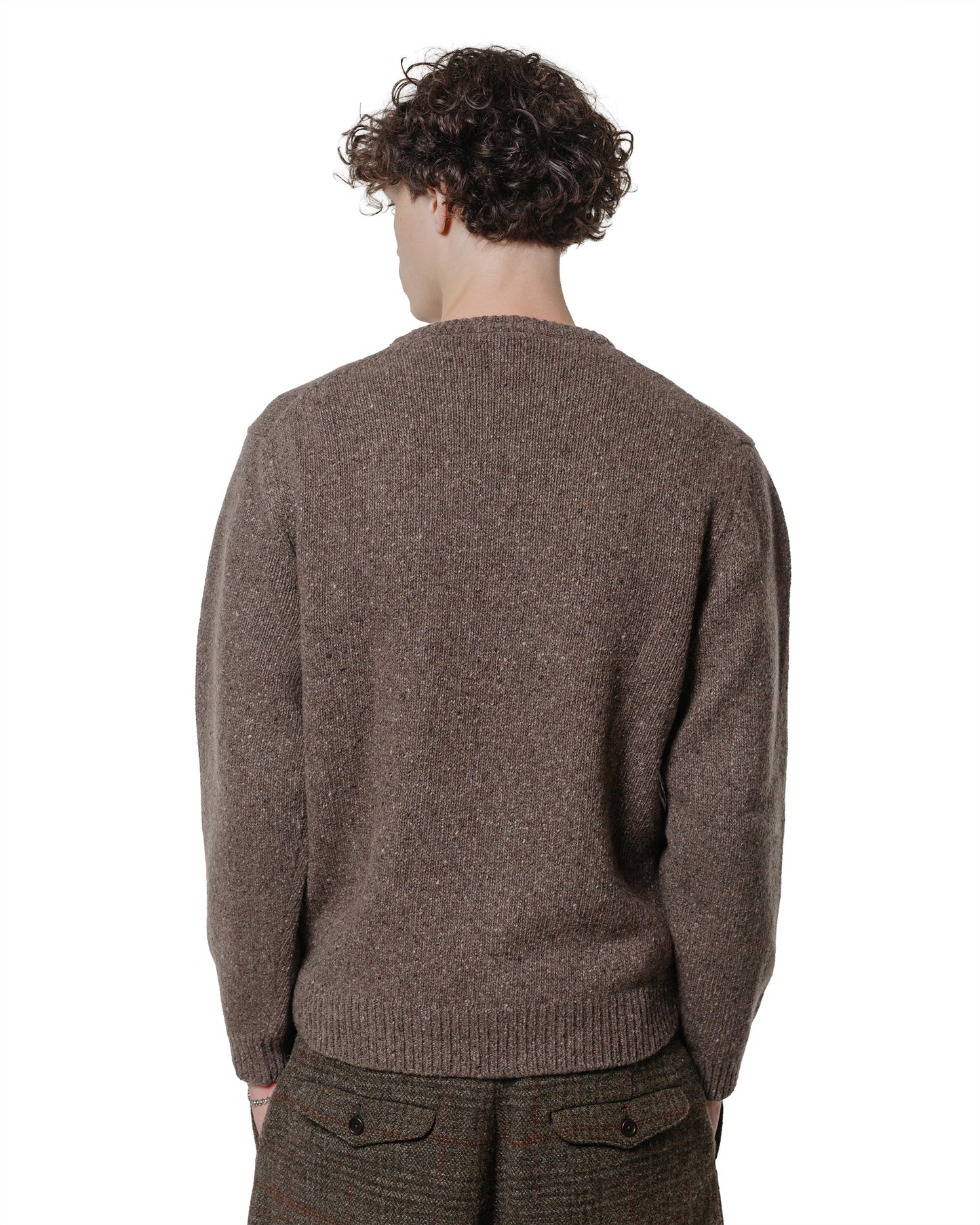 evan kinori Crewneck Sweater Cashmere/Wool Tweed Light Brown