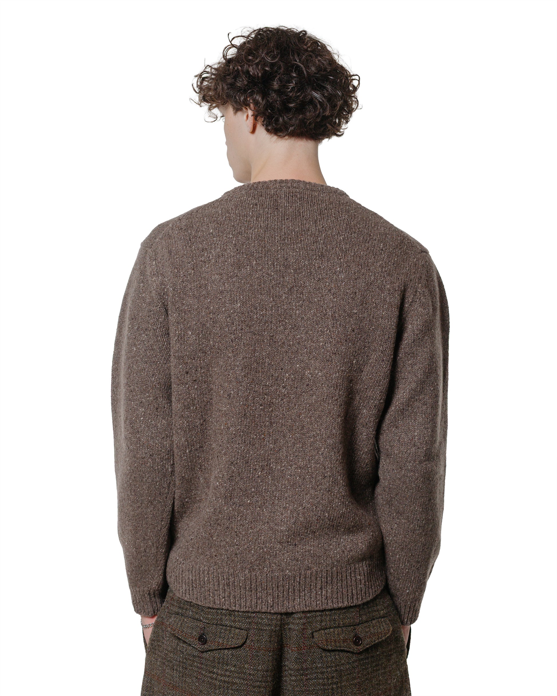 evan kinori Crewneck Sweater Cashmere/Wool Tweed Light Brown