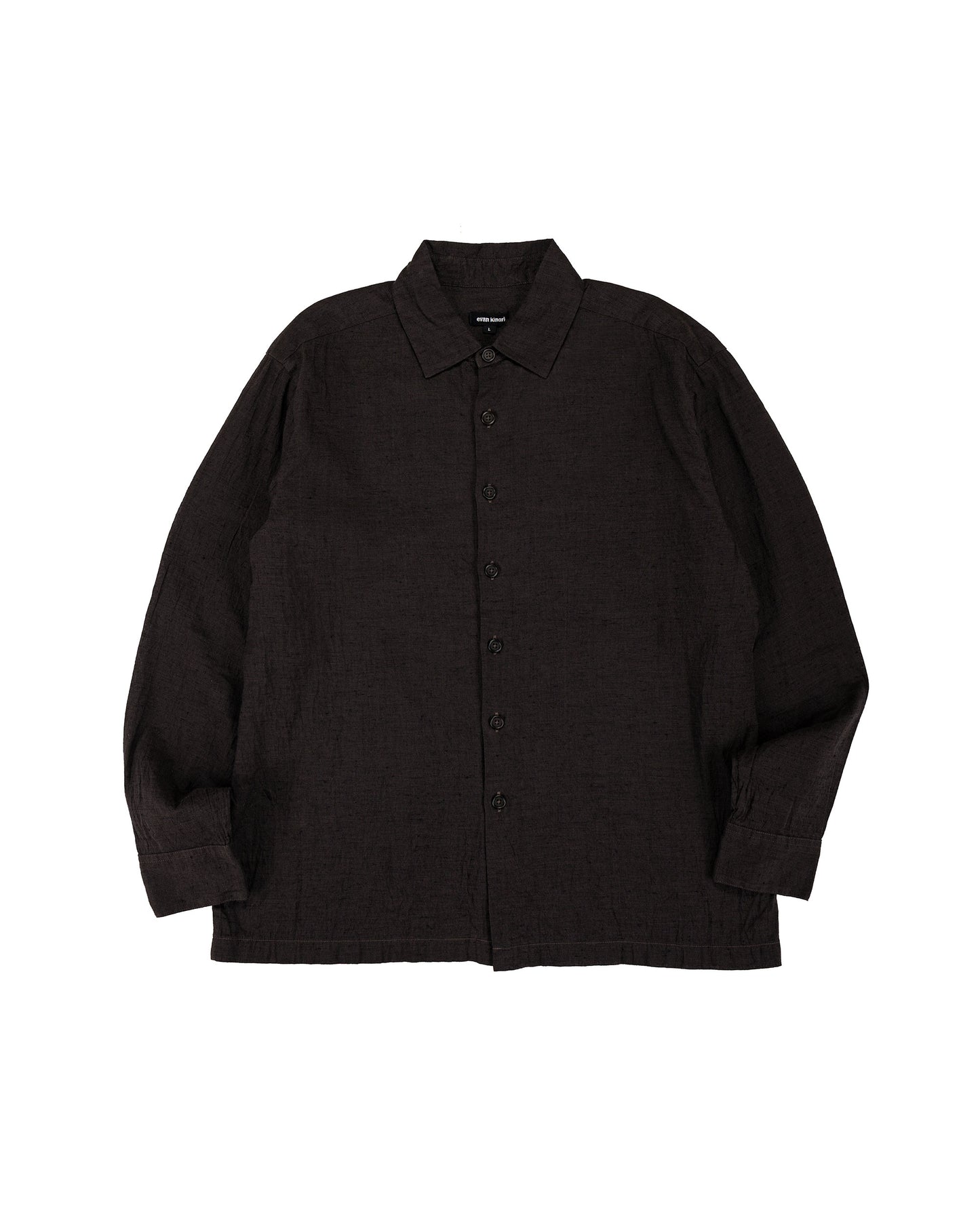 lost & found evan kinori evan kinori Flat Hem Shirt Linen/Cotton Summercloth Brown/Navy