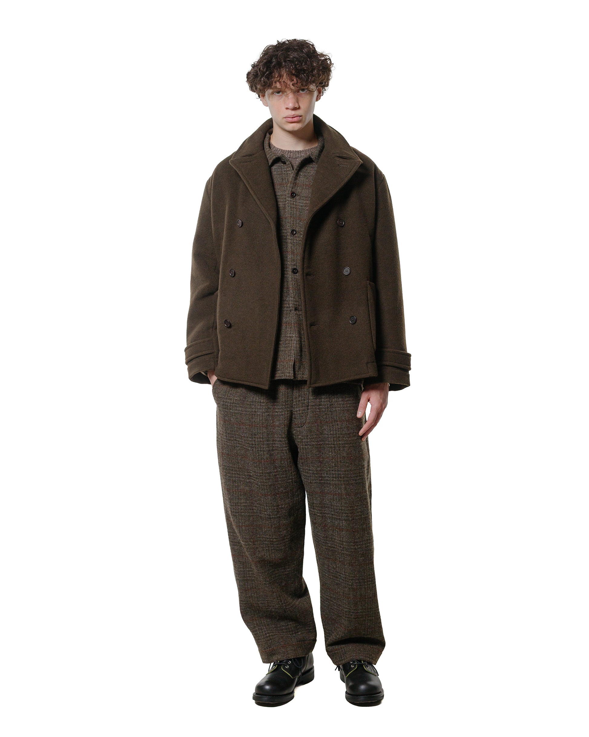 evan kinori Peacoat Wool/Cotton Melton Dark Olive