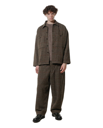 evan kinori Two Pleat Pant Wool H-Bone Check Dark Olive/Charcoal
