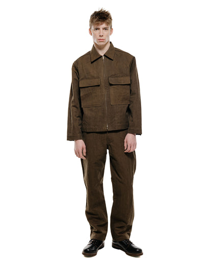 lost & found evan kinori evan kinori Zip Jacket Cotton/Washi Canvas Dark Olive Sumi Ink Dye