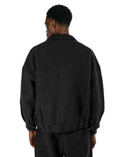 evan kinori Zip Jacket Two Wool Linen Herringbone Black/Brown