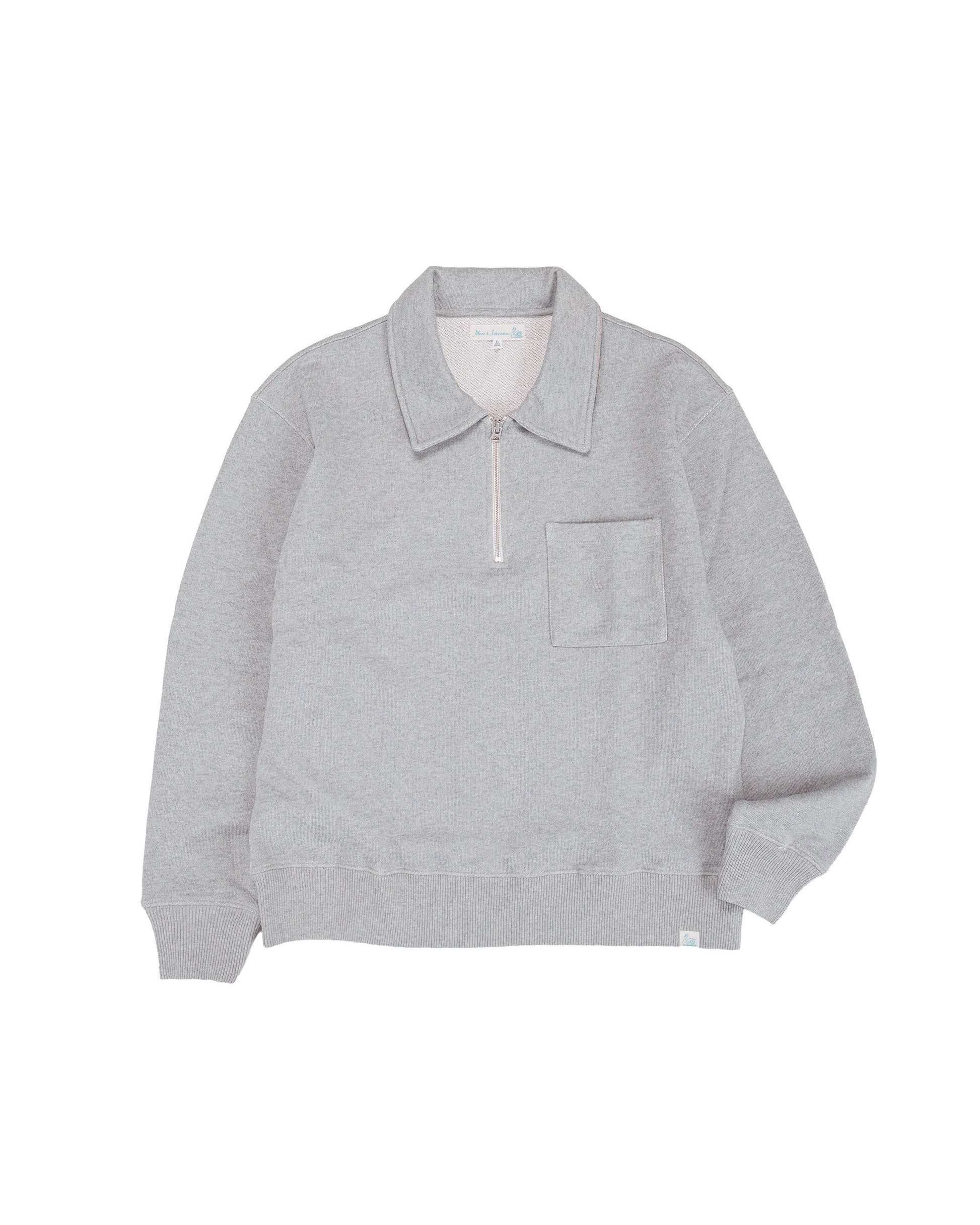 lost & found Merz B. Schwanen Merz B. Schwanen ZIP03 Authentic Fleece Polo Collared Half-Zip Cotton Sweatshirt Grey