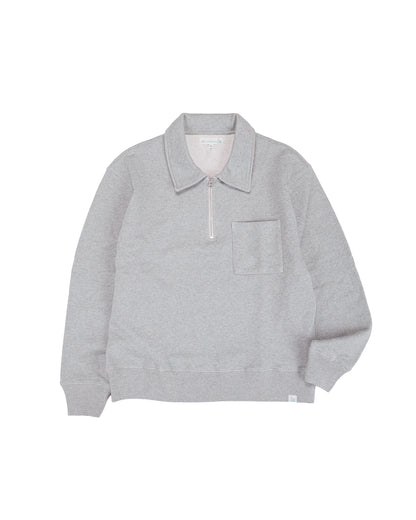 lost & found Merz B. Schwanen Merz B. Schwanen ZIP03 Authentic Fleece Polo Collared Half-Zip Cotton Sweatshirt Grey