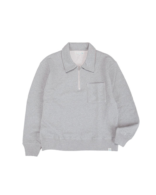 lost & found Merz B. Schwanen Merz B. Schwanen ZIP03 Authentic Fleece Polo Collared Half-Zip Cotton Sweatshirt Grey