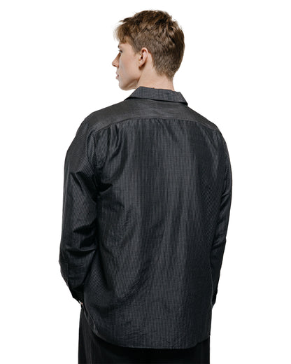 lost & found MARKAWARE marka Skipper Shirt Wool Silk Feather Cloth Charcoal Stripe