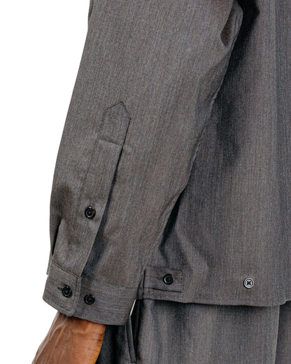marka 2/60 Wool Tropical Melange Open Collar L/S Shirt With Hem Tab Brown Gray