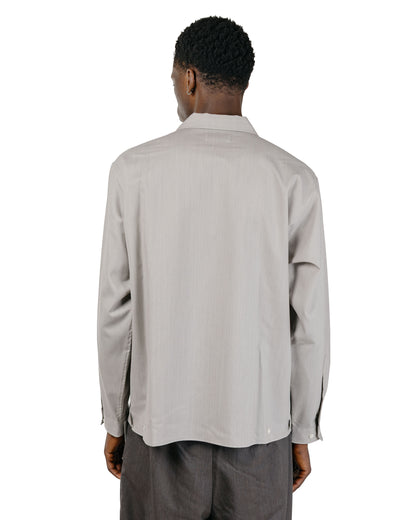 marka 2/60 Wool Tropical Melange Open Collar L/S Shirt With Hem Tab Light Gray