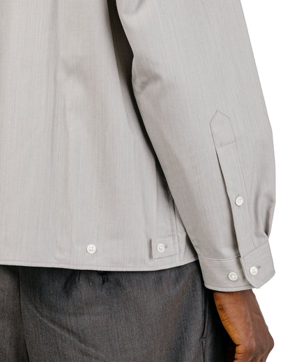 marka 2/60 Wool Tropical Melange Open Collar L/S Shirt With Hem Tab Light Gray
