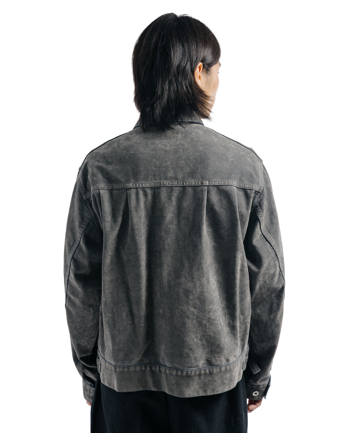marka Canadian Military Jacket Velvet-Flocked Organic Cotton Denim Gray