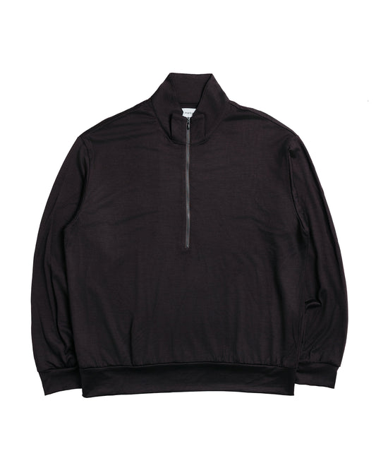 marka Half-Zip Stand Collar Super 100's Washable Wool Jersey Dark Brown