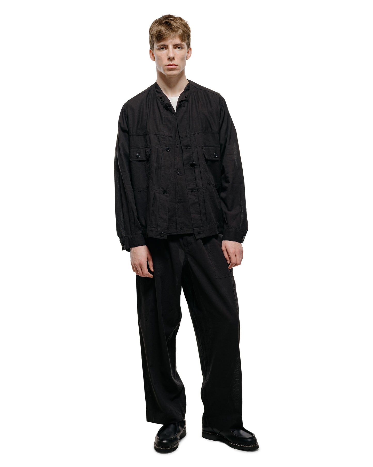lost & found MARKAWARE marka No Collar Tracker Jacket High Twisted Dobby Cloth Black