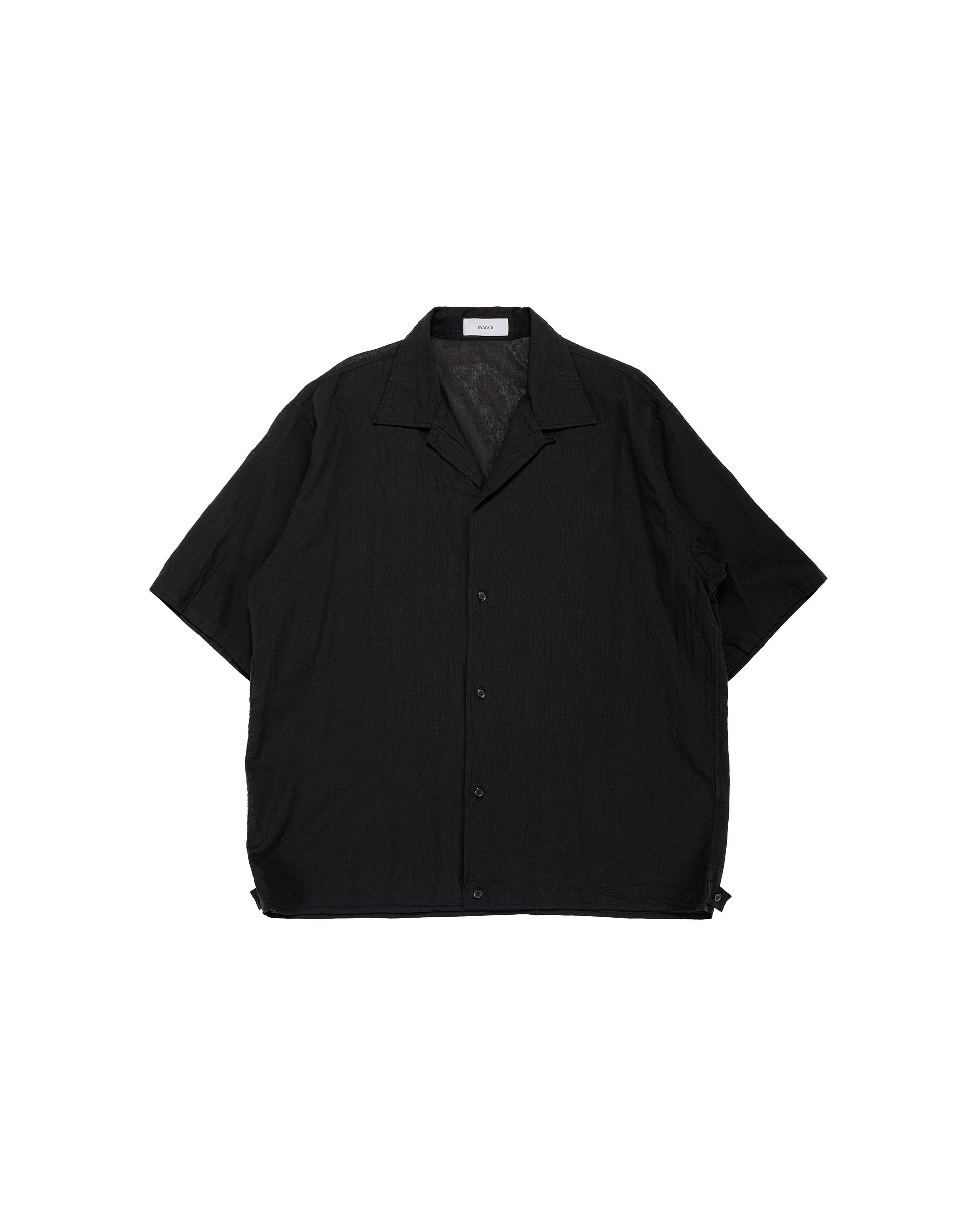 lost & found MARKAWARE marka Open Collar S/S Shirt High Twisted Dobby Cloth Black