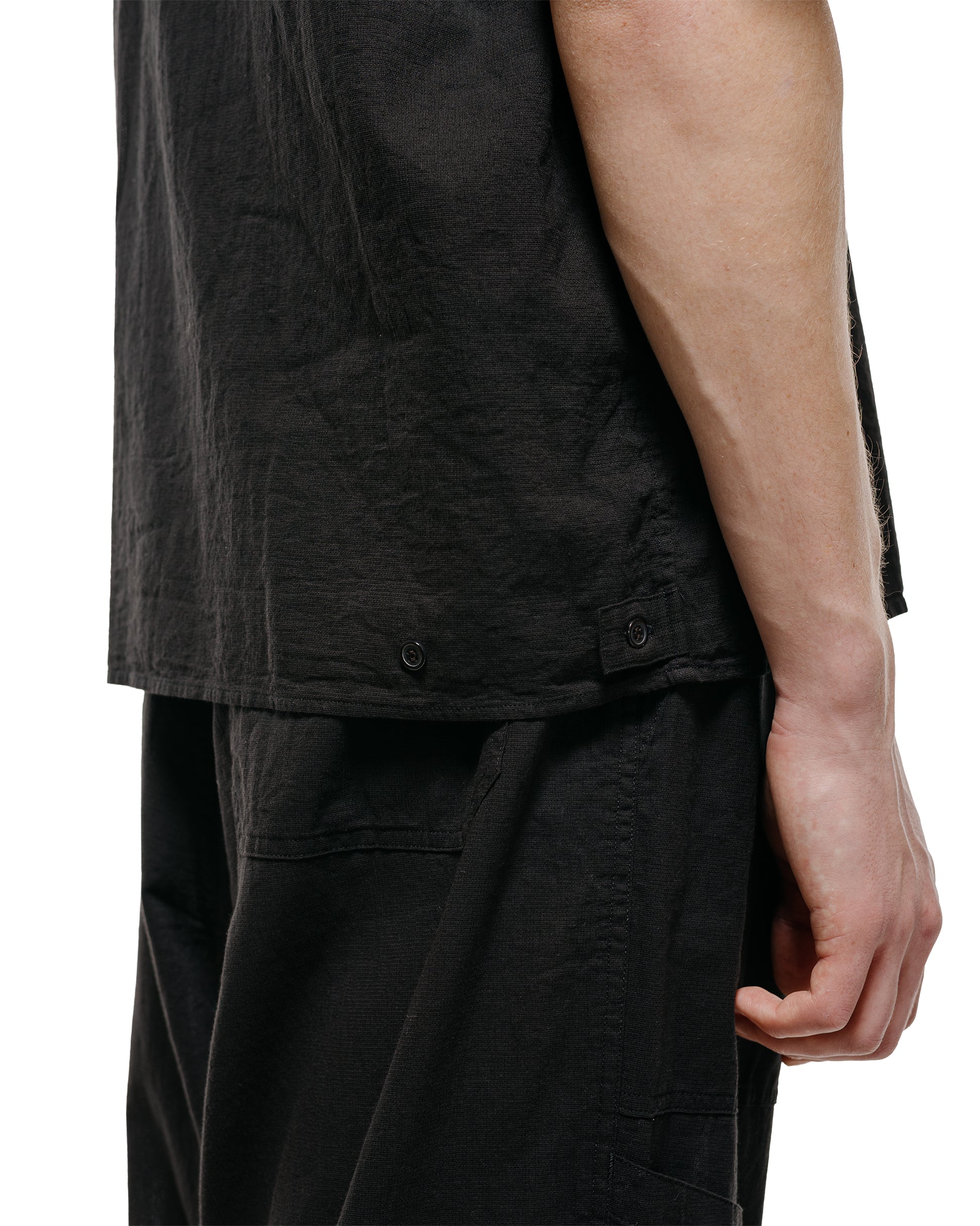 lost & found MARKAWARE marka Open Collar S/S Shirt High Twisted Dobby Cloth Black