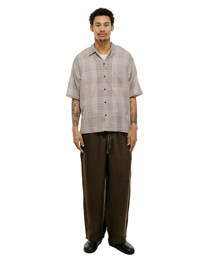 lost & found MARKAWARE marka Open Collar S/S Shirt Organic Cotton High Twisted Loan Sage Check