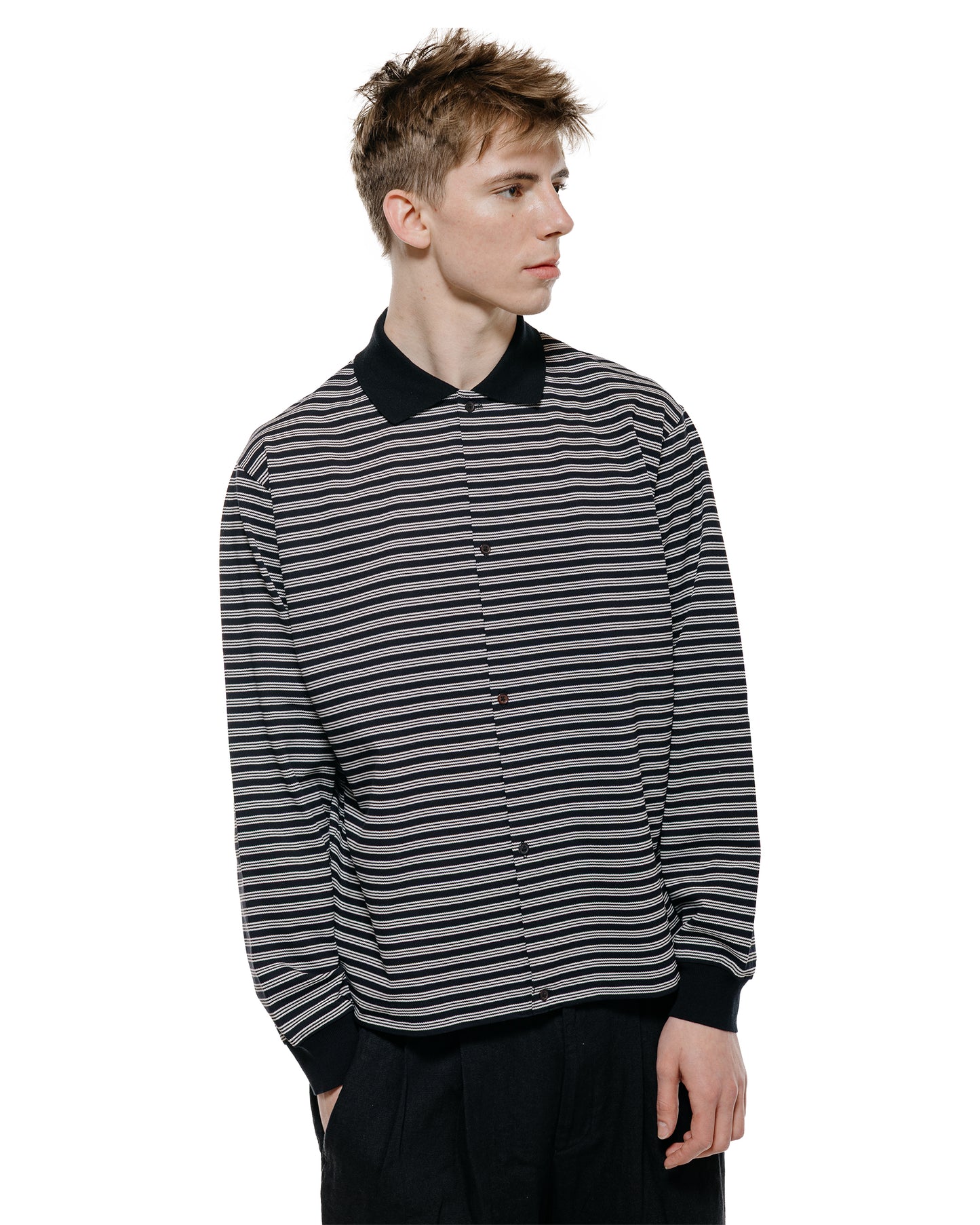 lost & found MARKAWARE marka Shirt Cardigan Cotton High Twisted Pique Black Border