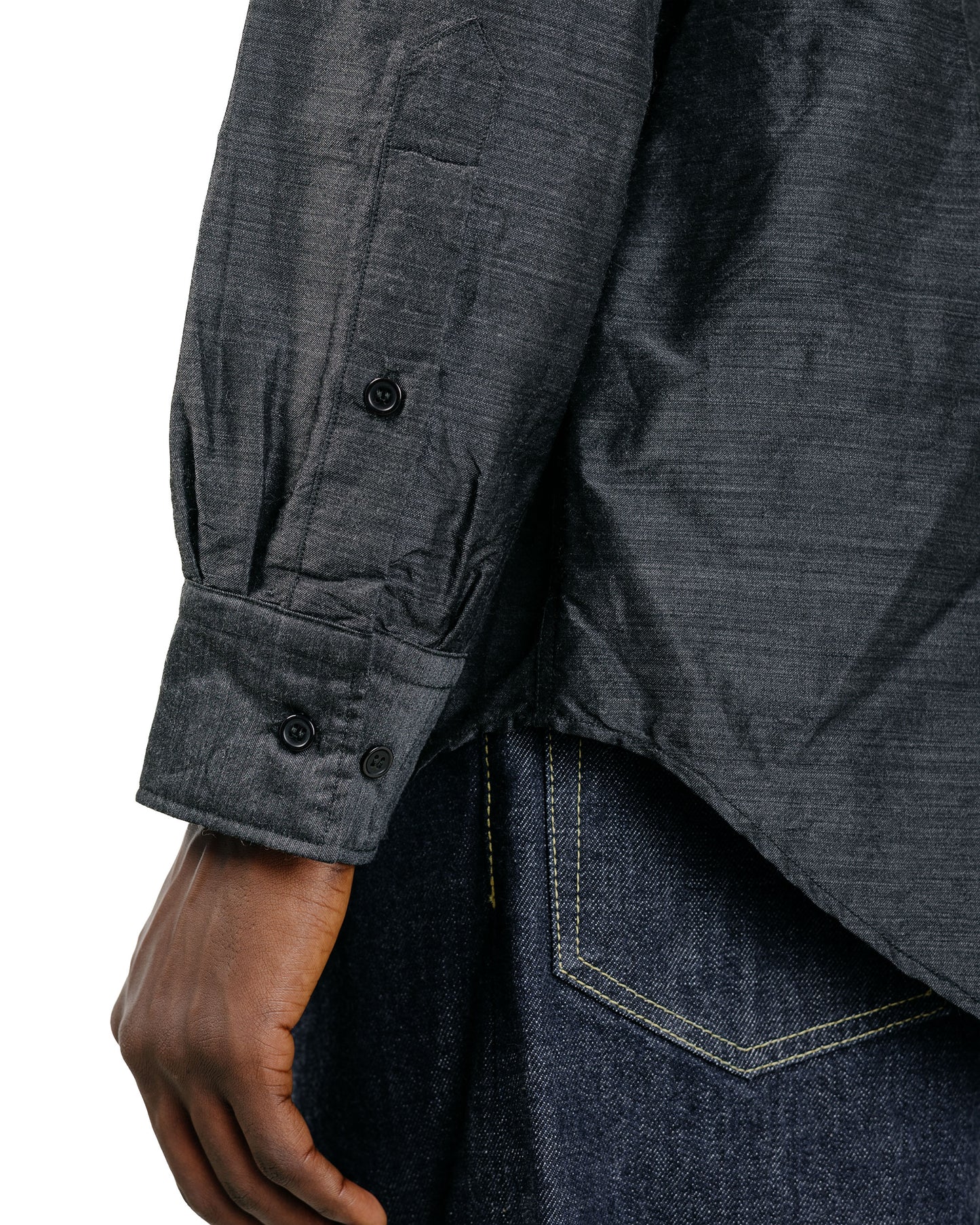 marka Silk/Wool Feather Twill Open Collar L/S Shirt Gray
